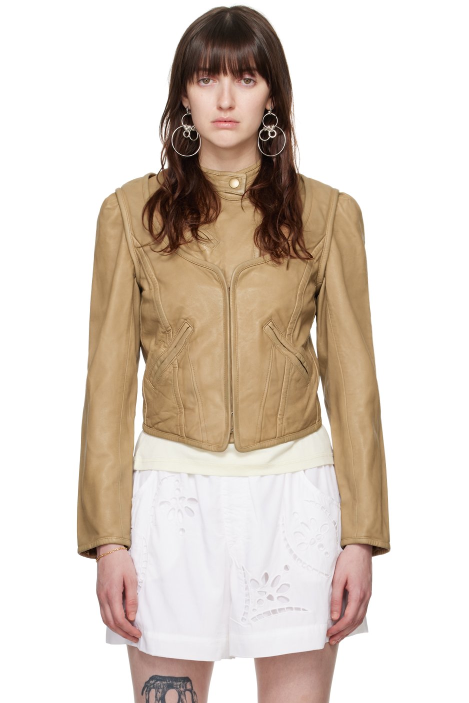 Isabel Marant - Blouson Alexandra brun clair en cuir