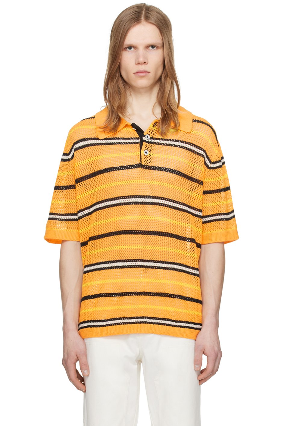 ZANKOV - Polo orange à trois boutons