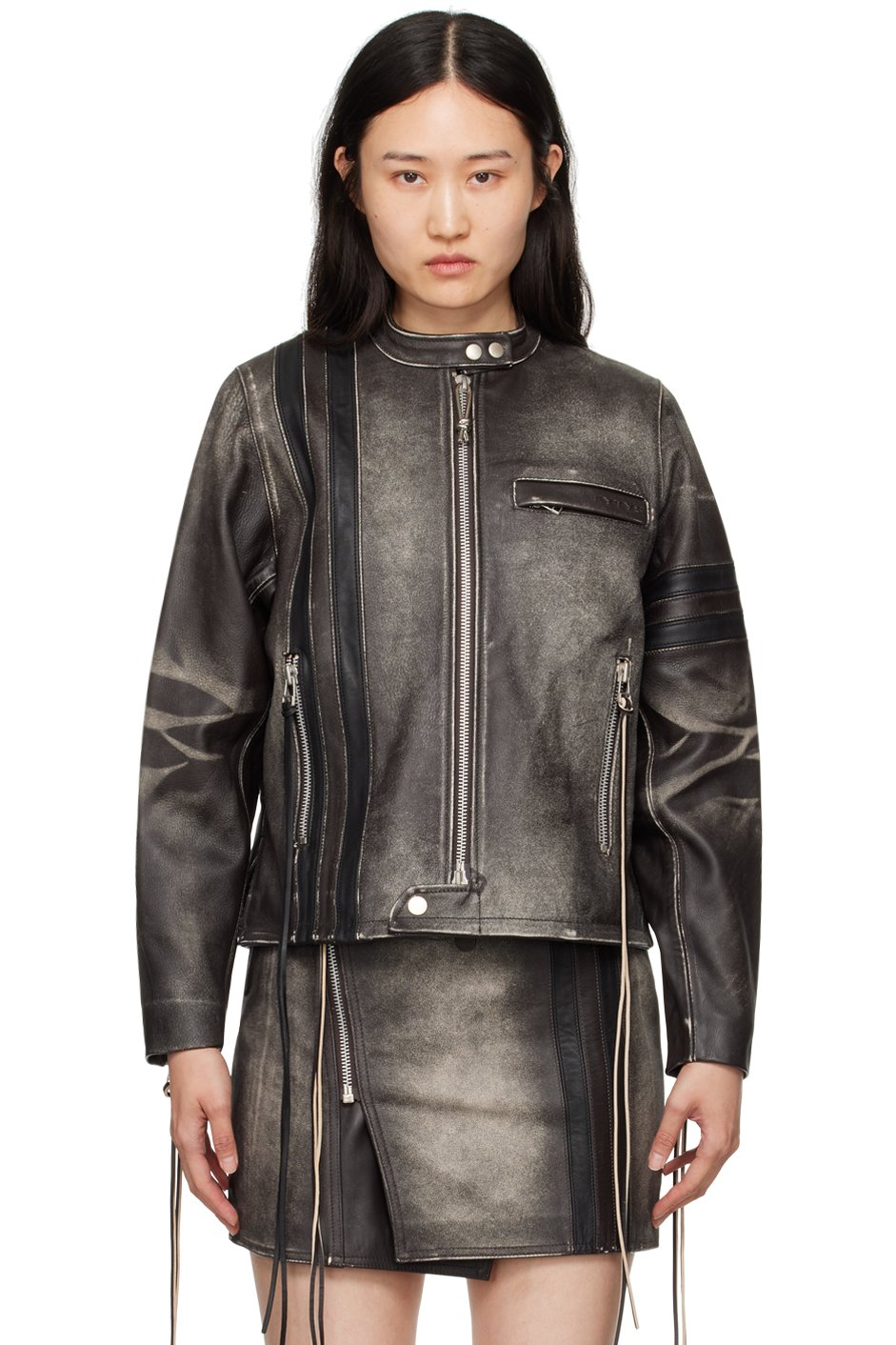 EYTYS - Blouson Damon brun en cuir exclusif à SSENSE