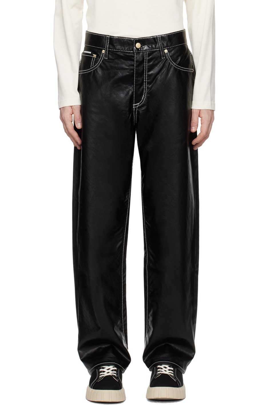 EYTYS - Pantalon Benz noir en cuir synthétique