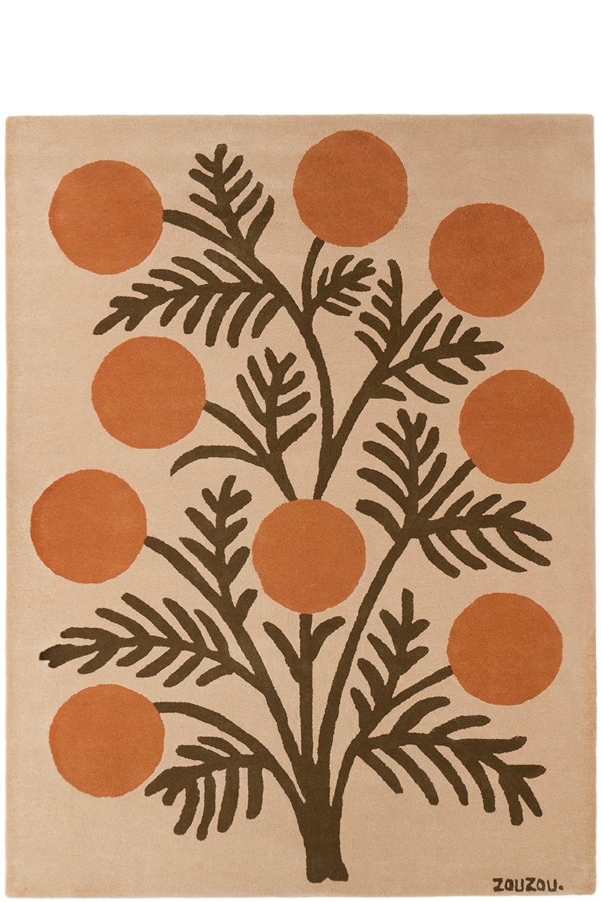 Zouzou Rugs - SSENSE Exclusive Beige & Orange Marigolds Rug