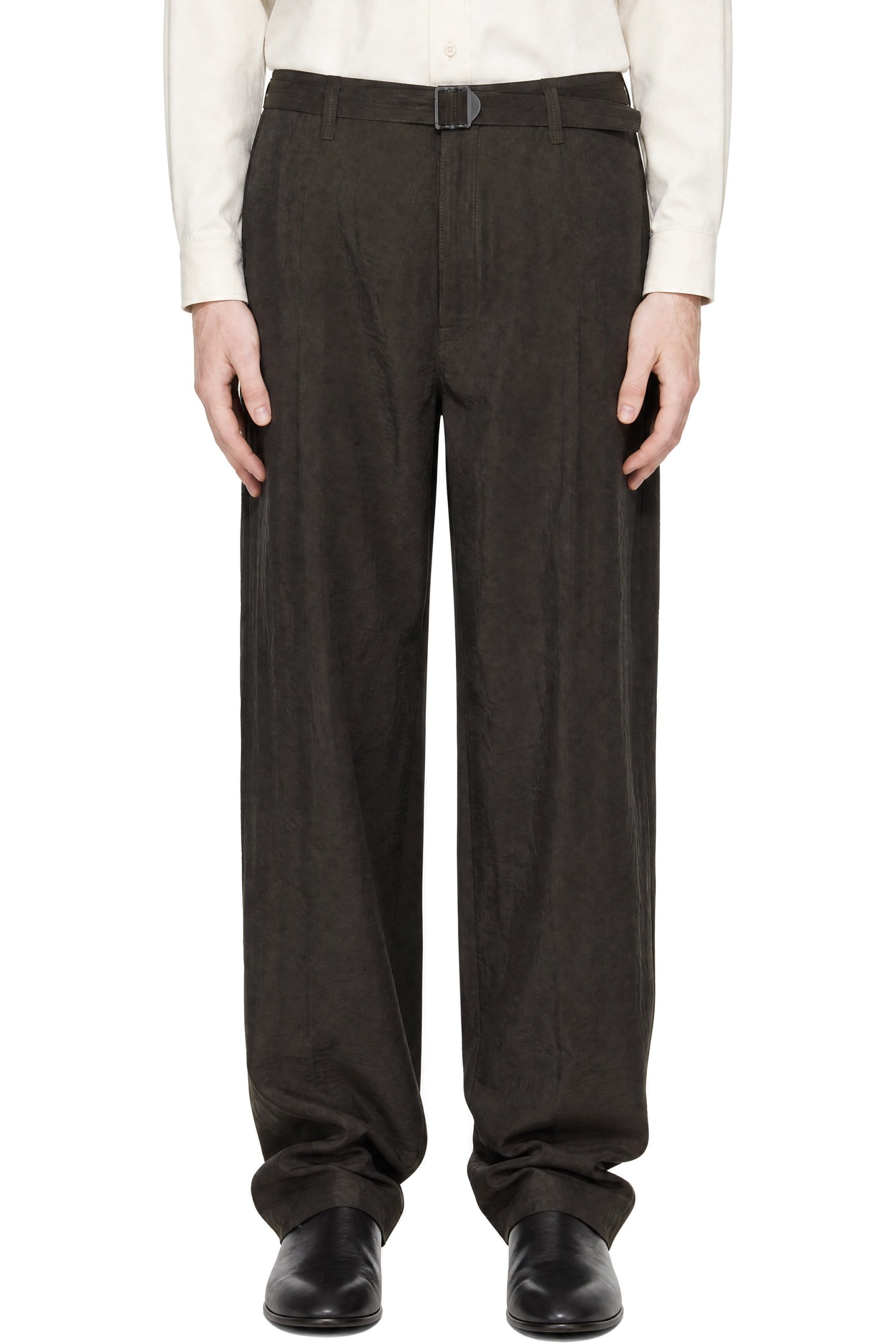 LEMAIRE - Pantalon ample brun à ceinture