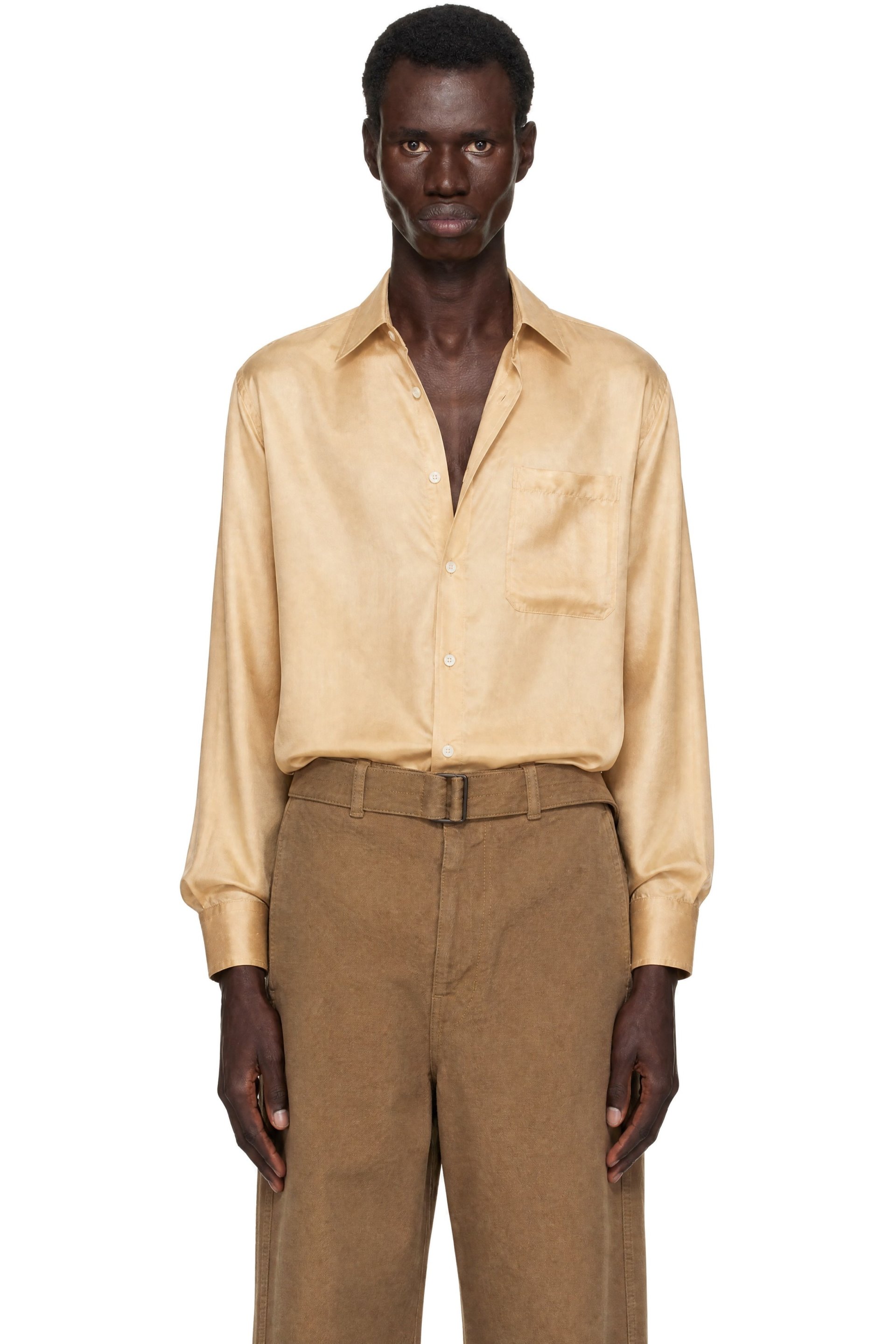 LEMAIRE - Chemise décontracté beige en soie