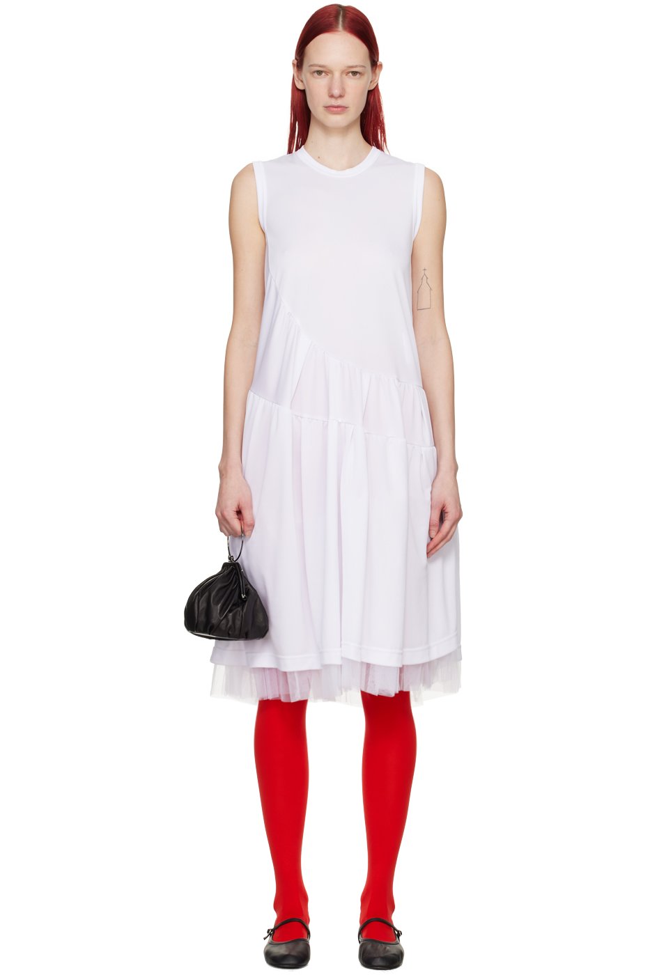 Comme des Garçons Comme des Garçons - Robe midi blanche à volant