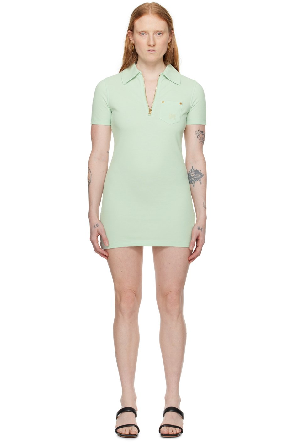 Palm Angels - Robe courte verte à demi-glissière