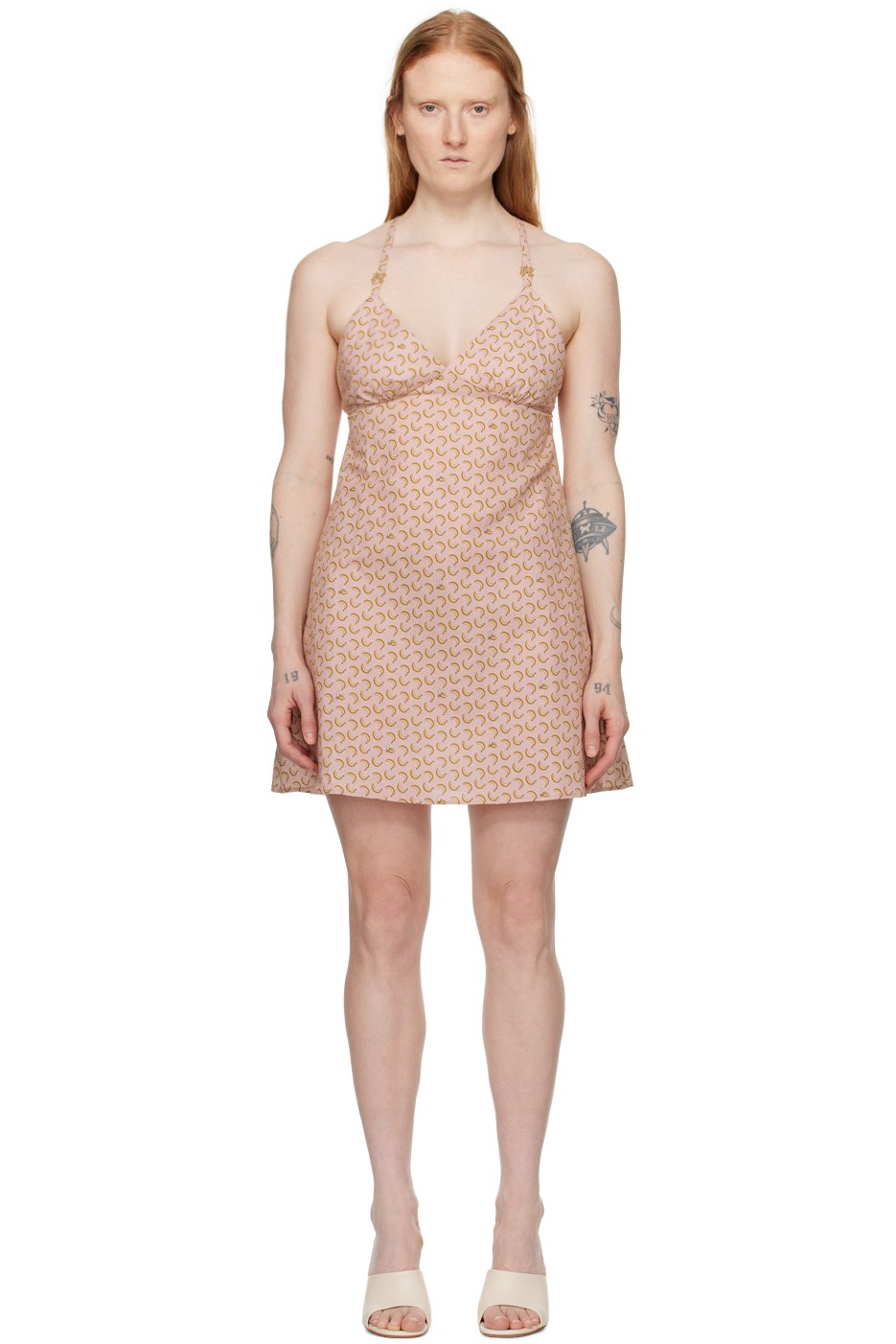 Palm Angels - Robe courte rose à motif graphique