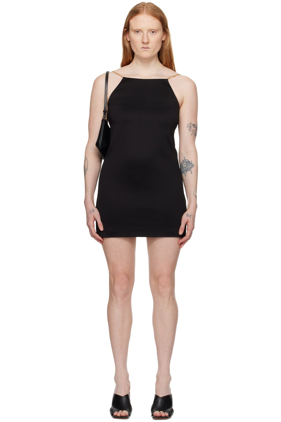 Palm Angels - Robe courte noire à bretelles en chaine