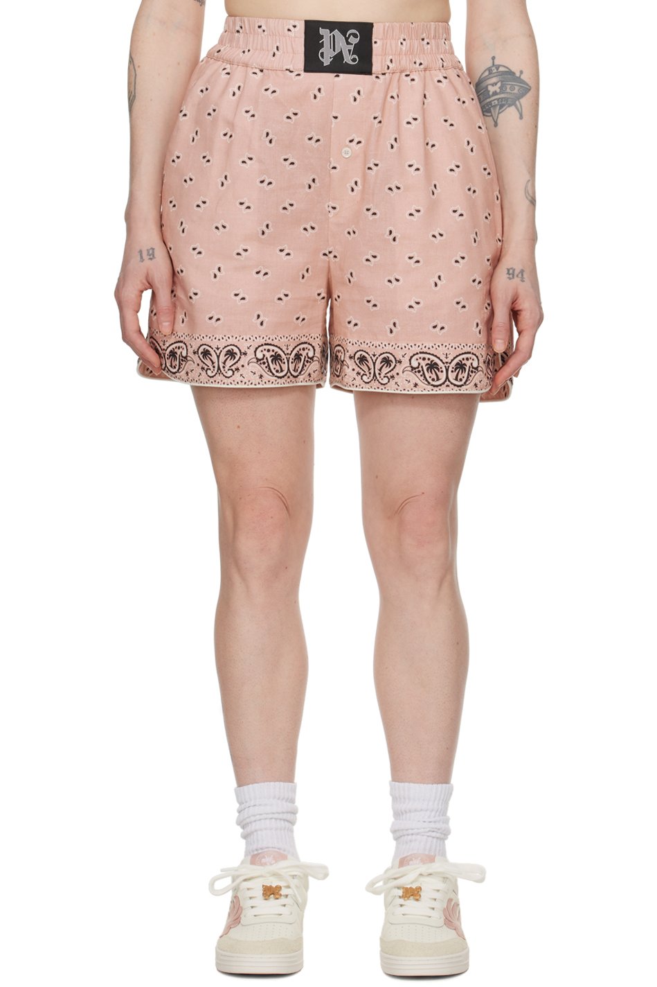 Palm Angels - Short rose à motif cachemire