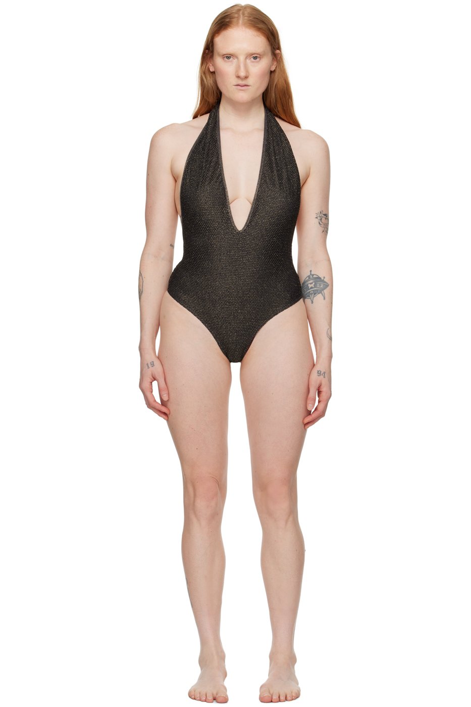 Palm Angels - Maillot de bain doré à col en V