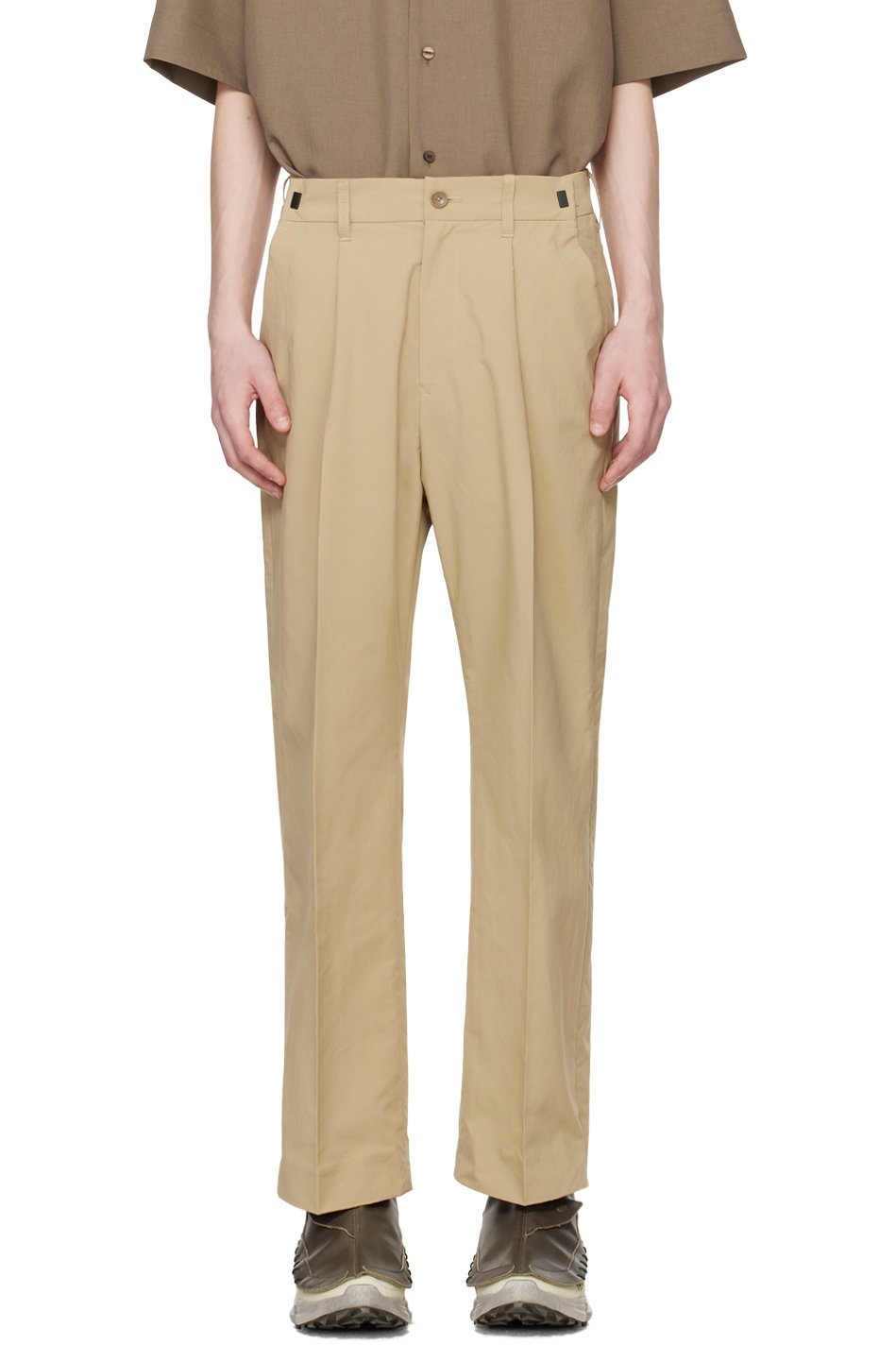 meanswhile - Beige Side Zip Trousers