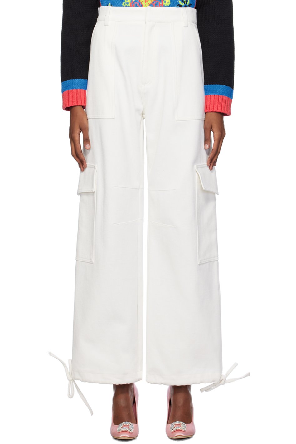 Moschino - 화이트 자수 데님 진