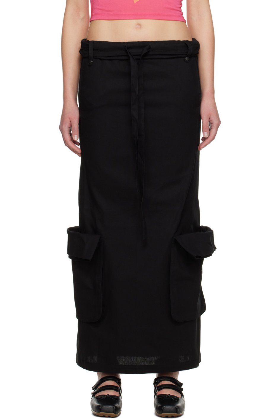 OPEN YY - Jupe longue noire exclusive à SSENSE
