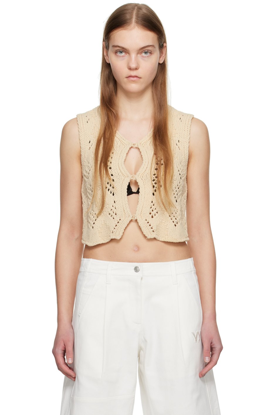 OPEN YY - Gilet beige à motif argyle