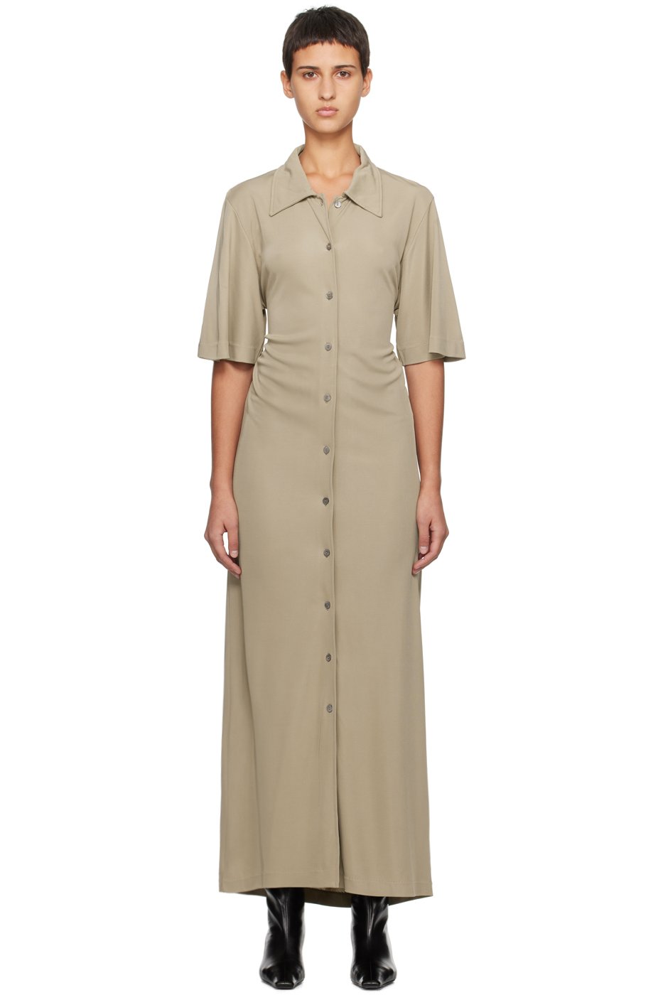 BITE - Taupe Naked Back Maxi Dress