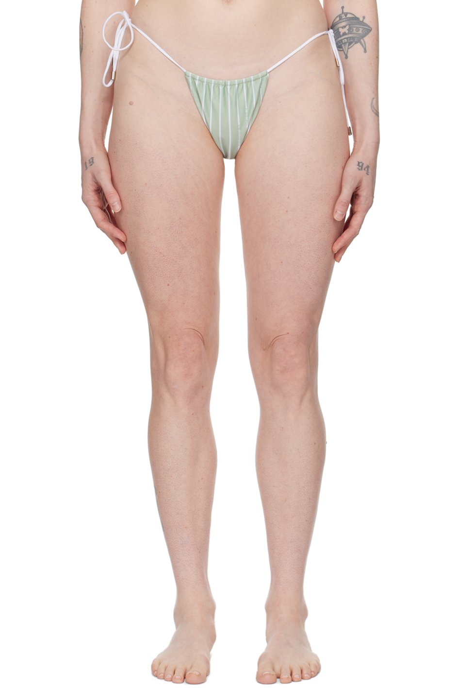 Poster Girl - Culotte de bikini réversible Woods vert et blanc