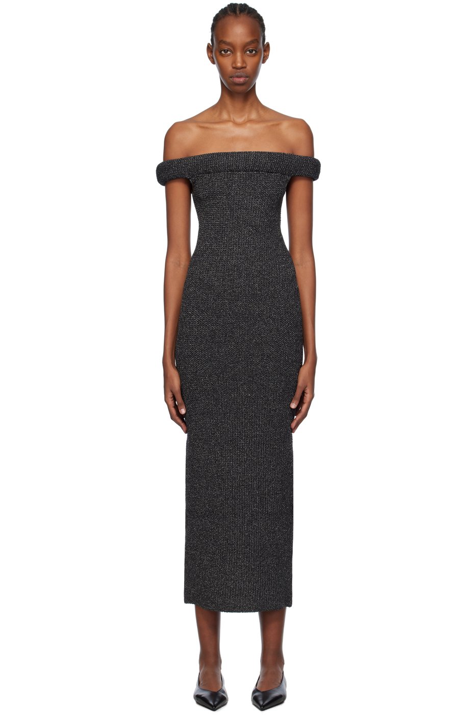TOTEME - Robe midi noire à bord roulé