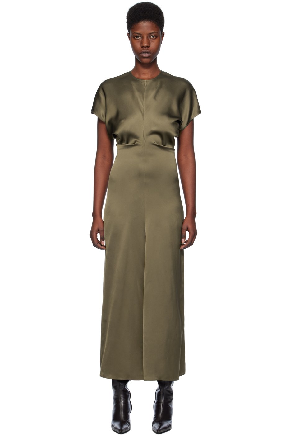 TOTEME - Robe longue kaki à taille drapée