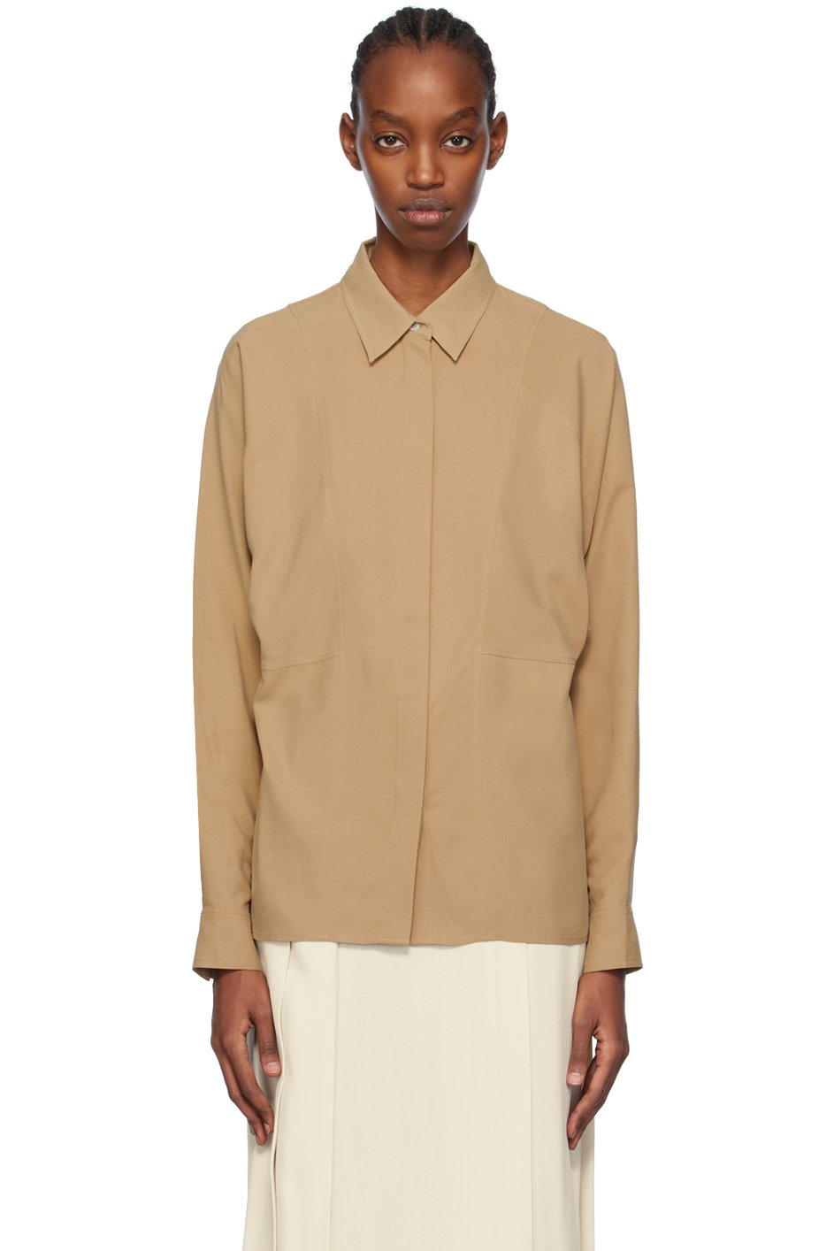 TOTEME - Chemise brun clair à panneaux