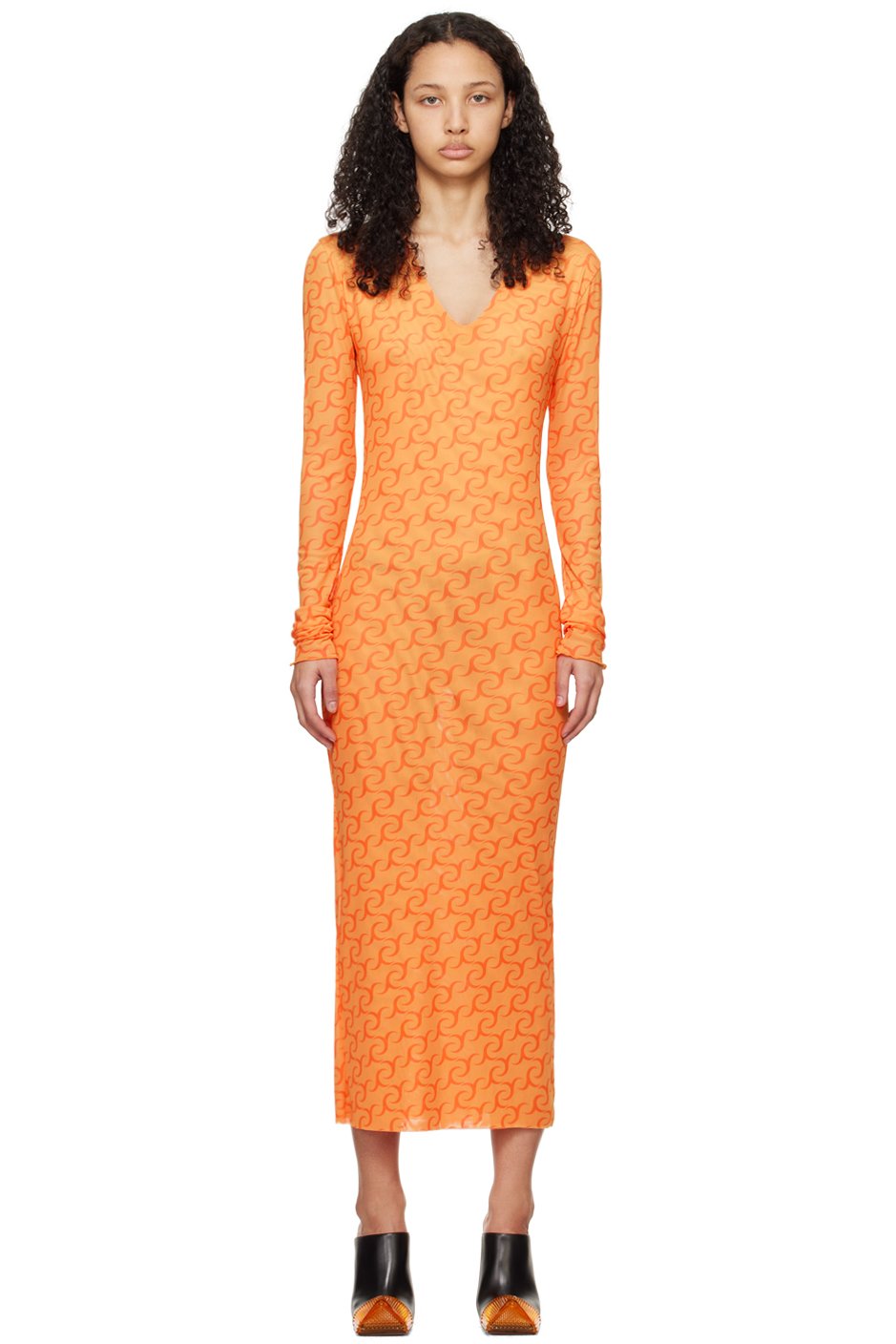 Jade Cropper - Robe midi orange à motif imprimé