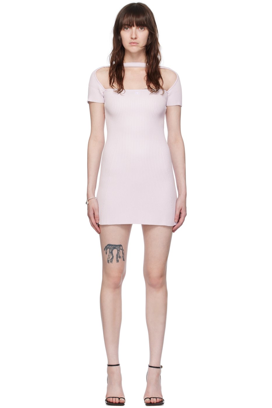 Courrèges - Robe courte mauve à épaules dénudées