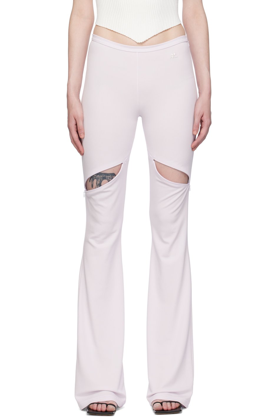 Courrèges - Pantalon mauve à fentes à glissière arrondies