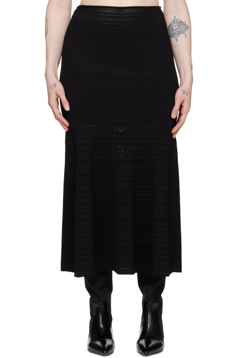 Victoria Beckham - Jupe midi ajustée et évasée noire