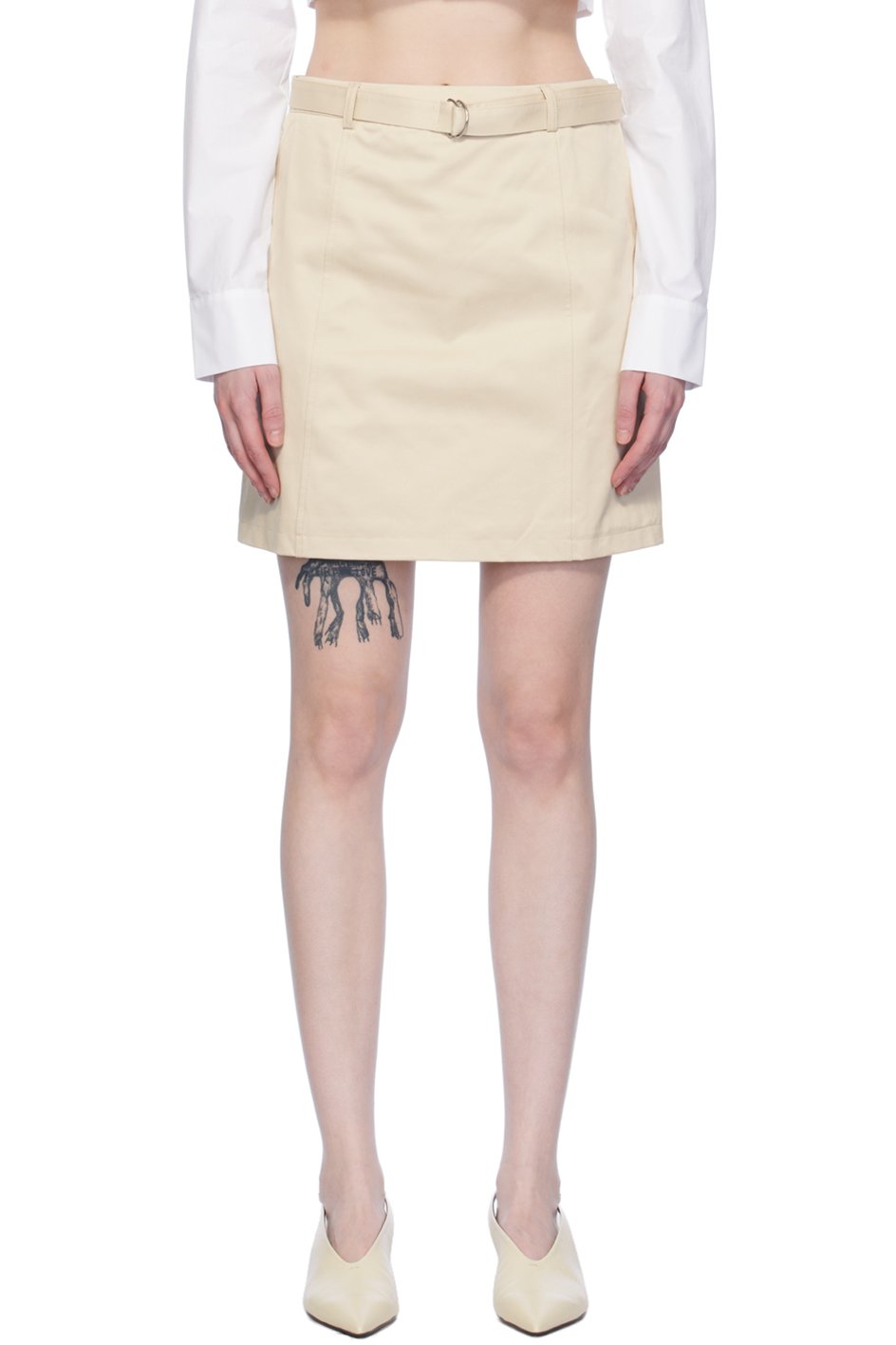 Elleme - Minijupe beige à ceinture