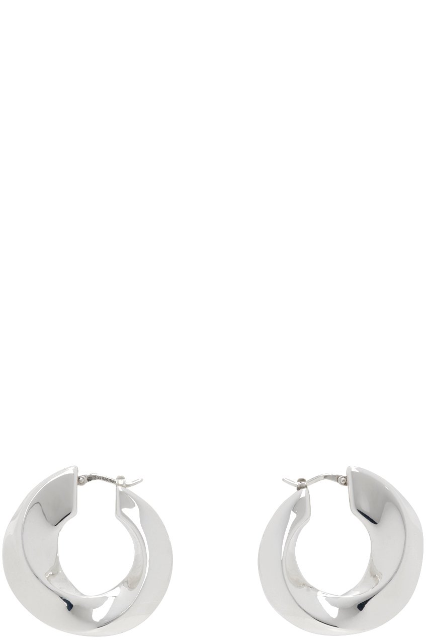 Bottega Veneta - Boucles d'oreilles à anneau torsadé argentées