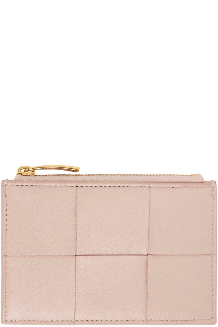 Bottega Veneta - Porte-carte rose à glissière