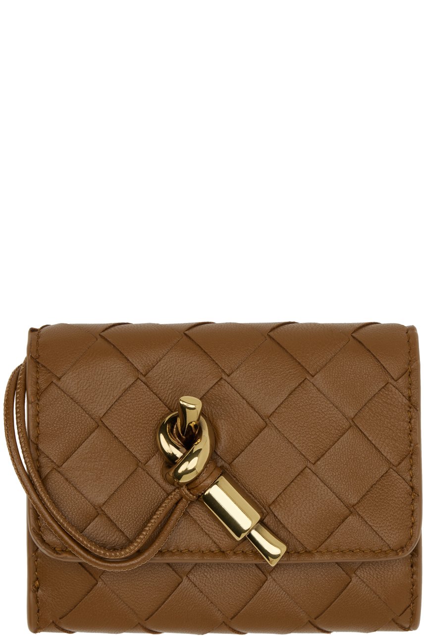 Bottega Veneta - Petit porte-carte brun clair à ferrure Andiamo