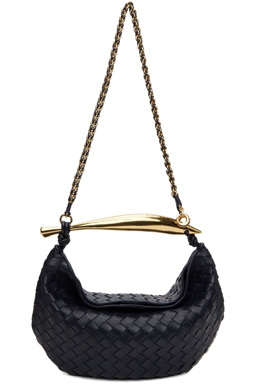 Bottega Veneta - Sac bleu marine à poignée Sardine et à bandoulière en chaine
