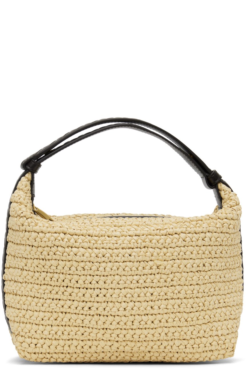 Bottega Veneta - Mini sac Wallace beige en raphia