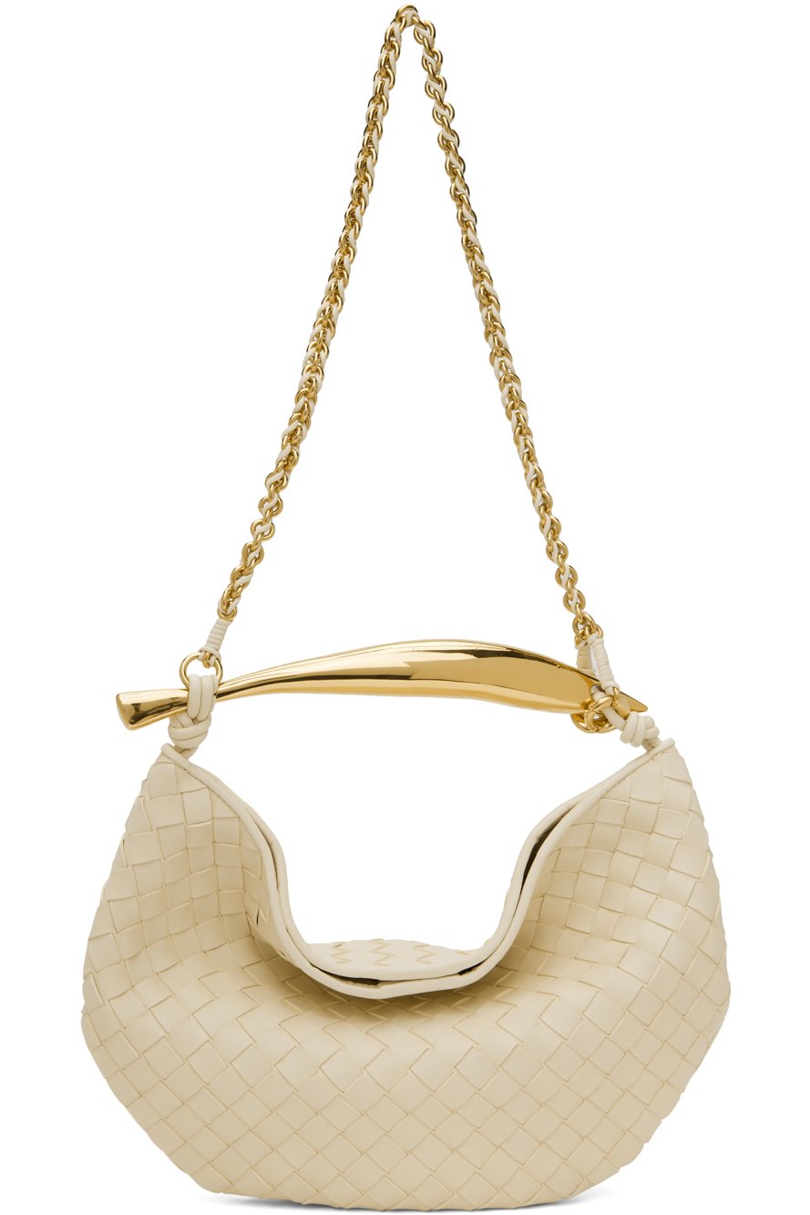 Bottega Veneta - Sac blanc cassé à poignée Sardine et à bandoulière en chaine