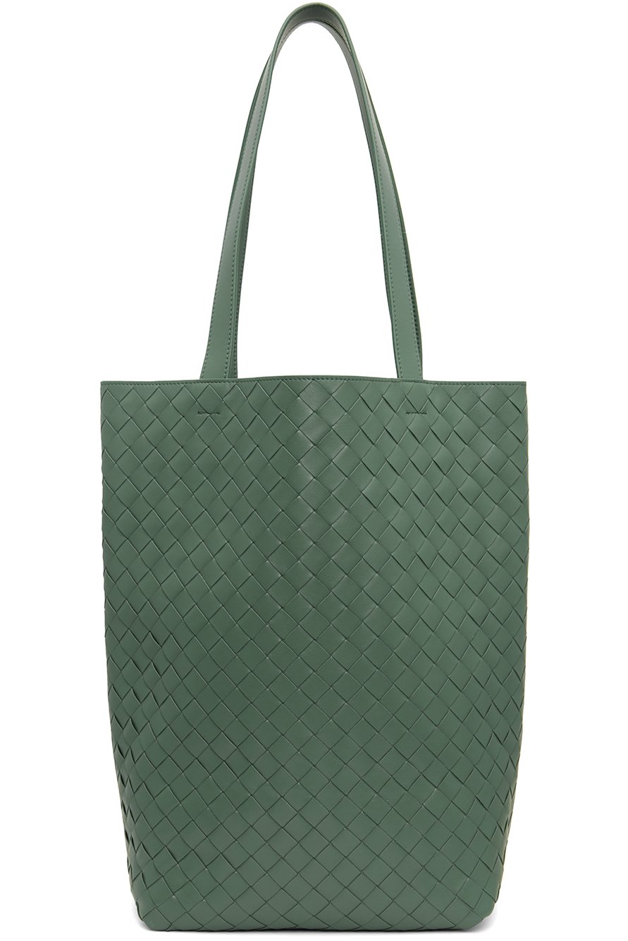Bottega Veneta - Petit cabas vert tissé façon intrecciato