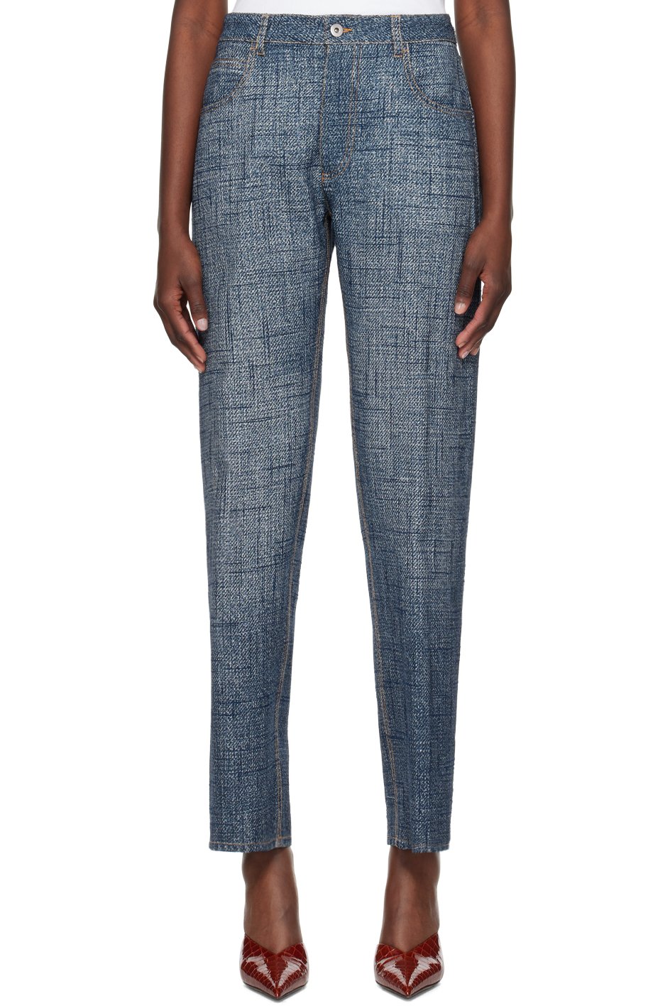 Bottega Veneta - Pantalon indigo et blanc à image imprimée