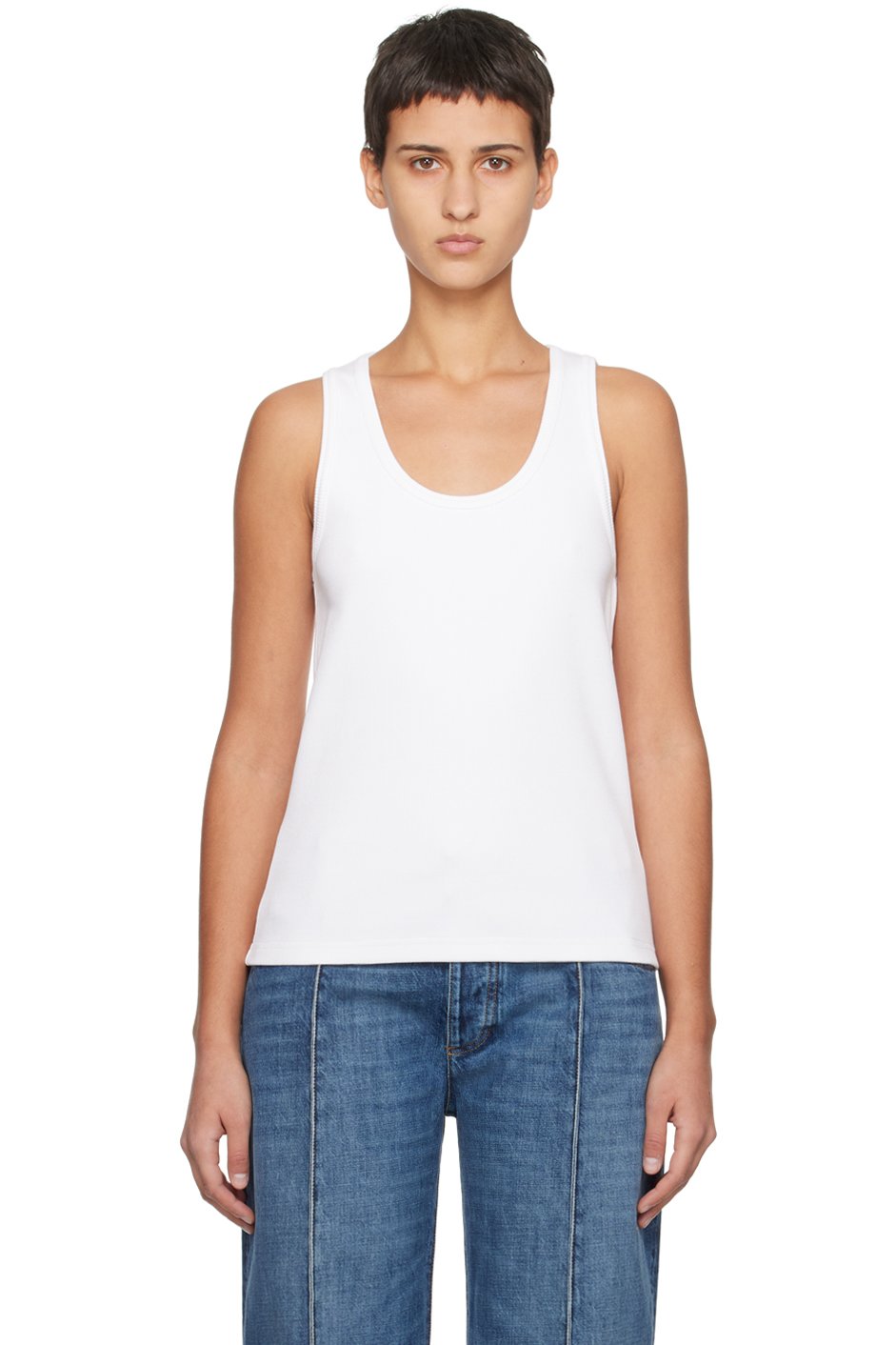 Bottega Veneta - Débardeur blanc en jersey côtelé