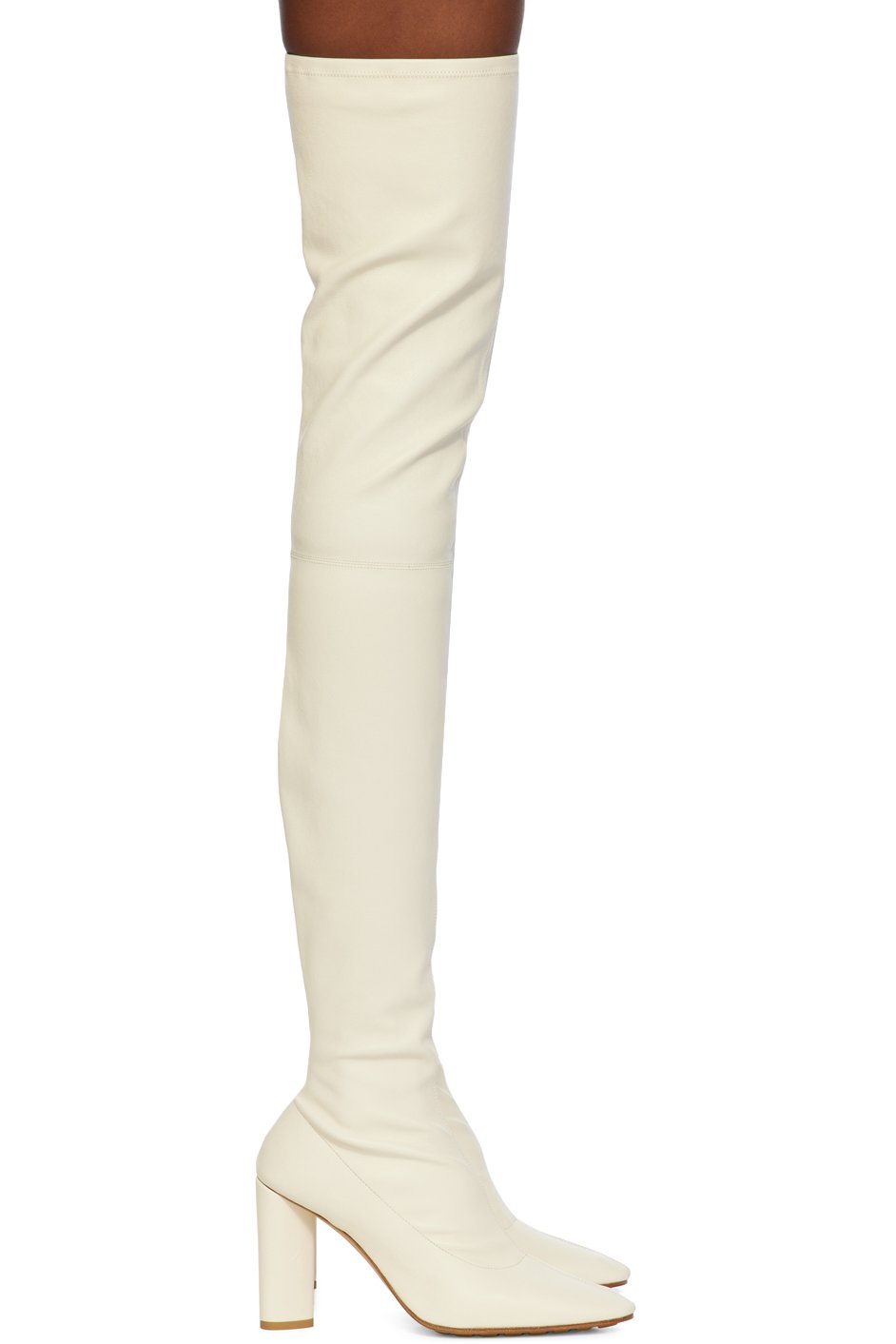 Bottega Veneta - Bottes cuissardes blanches à talon Tripod