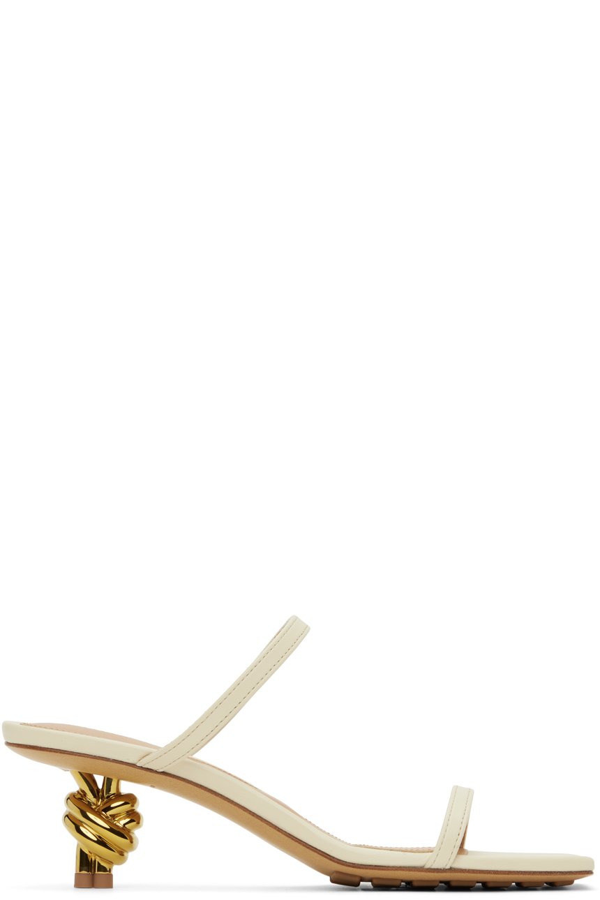 Bottega Veneta - Mules à talon à nœud emblématique blanc cassé