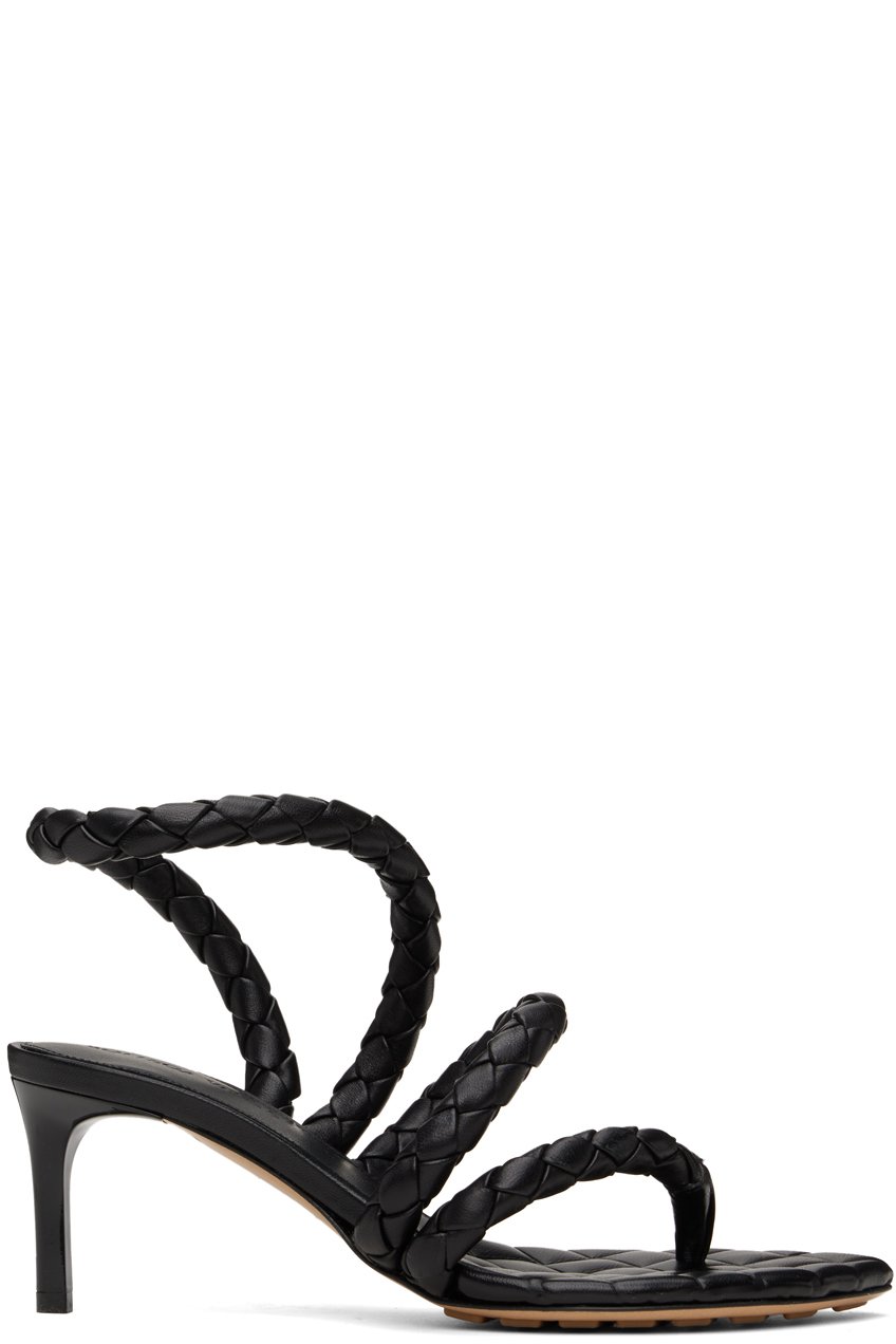 Bottega Veneta - Sandales à petit talon noires à semelle Leaf