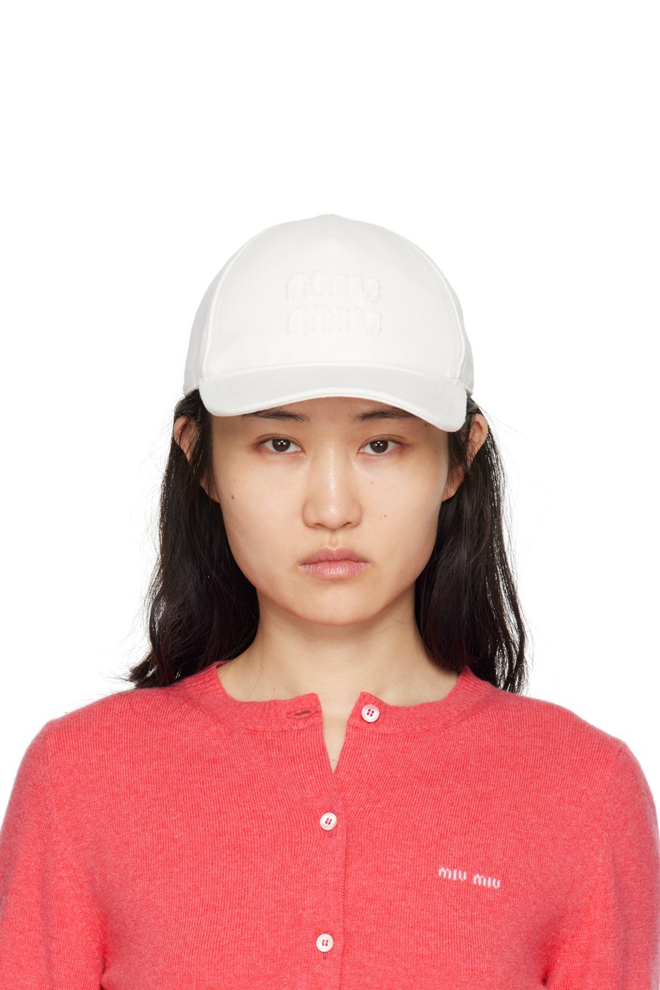 Miu Miu - Casquette de baseball blanche en denim
