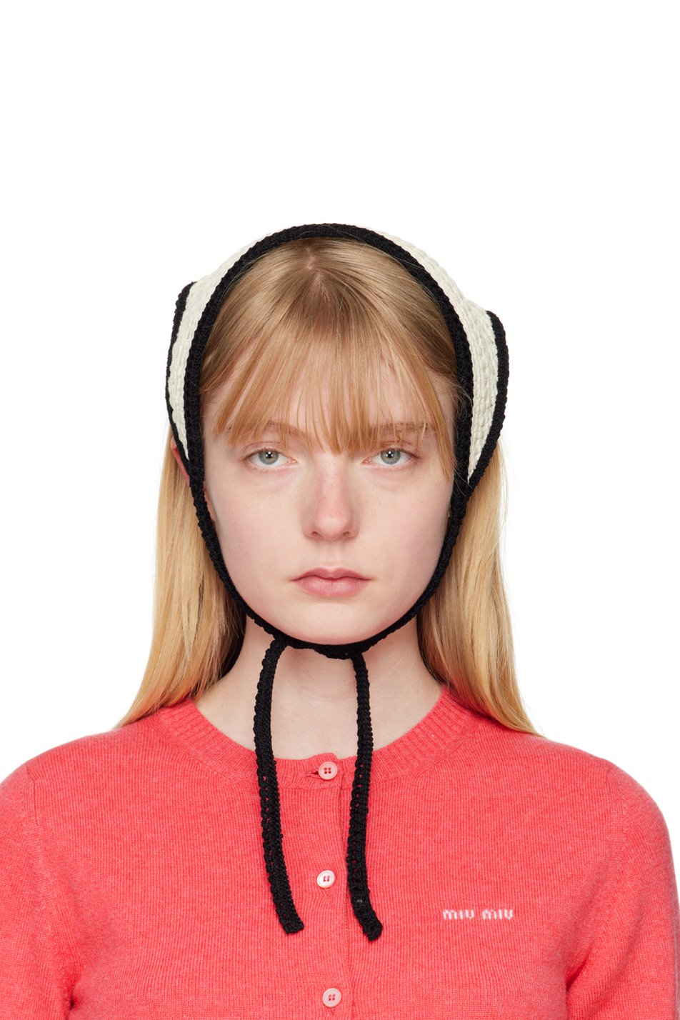 Miu Miu - Bandana blanc et noir en crochet