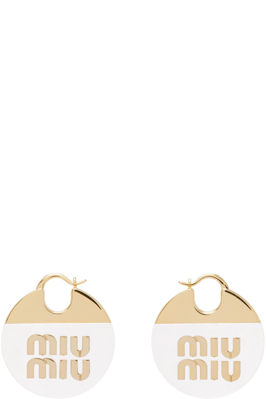 Miu Miu - Boucles d'oreilles dorées en plexiglas et en métal