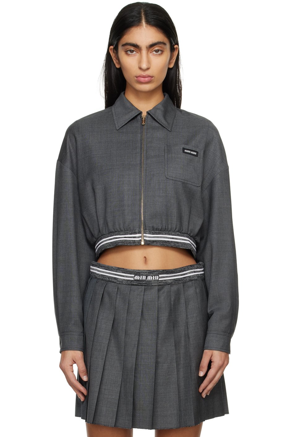 Miu Miu - Blouson gris en grisaille