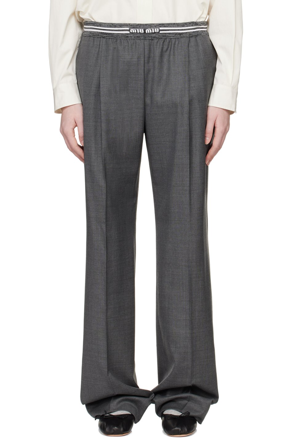 Miu Miu - Pantalon gris en grisaille