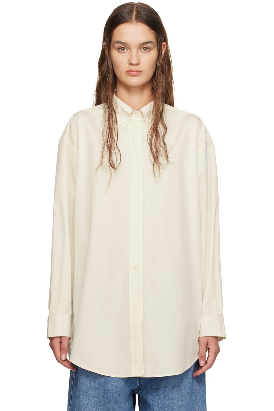 Miu Miu - Chemise surdimensionnée blanc cassé