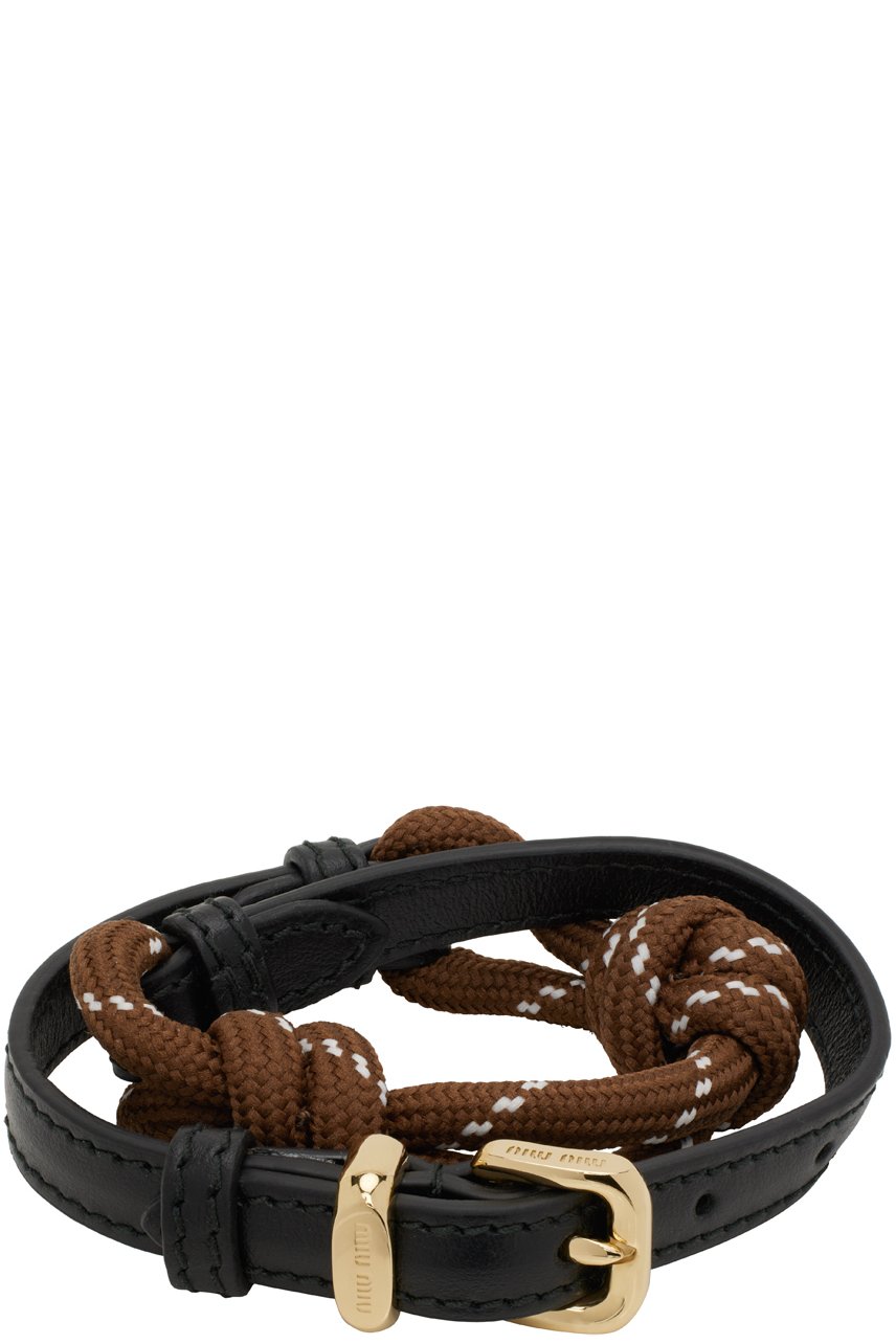 Miu Miu - Bracelet double tour noir et brun