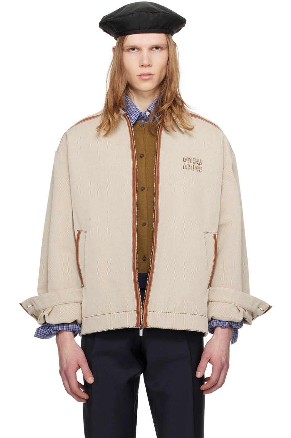 Miu Miu - Blouson beige en tissu jacquard