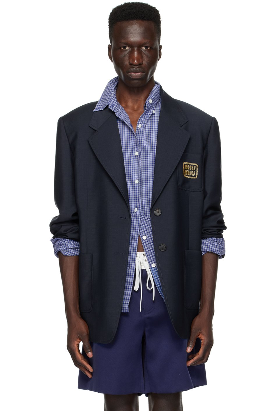 Miu Miu - Veston bleu marine à simple boutonnage