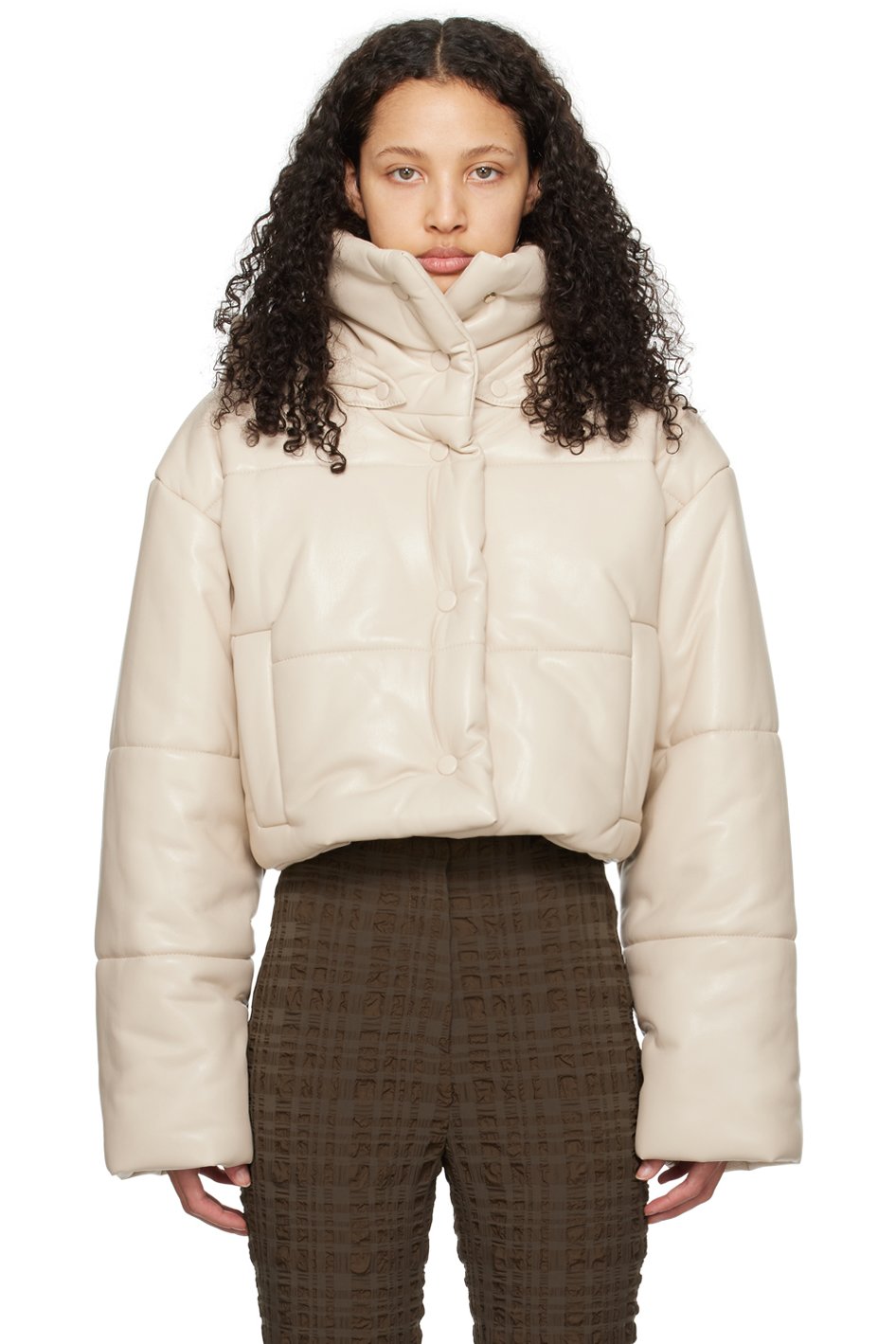 Nanushka - Blouson Aveline beige en cuir synthétique