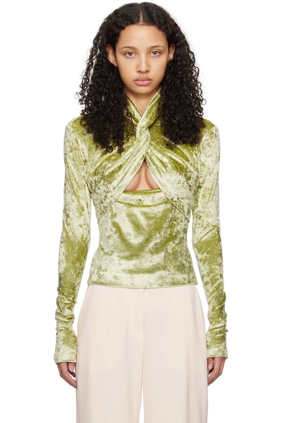 Nanushka - T-shirt à manches longues Iride vert